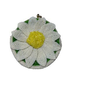 Delill Vintage 1965 Hand Beaded Coin Purse Daisy